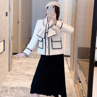 High Quality Mink Jacket Coat For Female Slim White Bow Patchwork Pocket Outerwear Ladies Wool Short Coat Winter Clothes Women