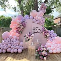 109pcs Macaron Pink Purple Double Stuffed Balloons Garland Arch Kit for Birthday Baby Shower Wedding Princess Party Decorations Artificial Flowers  Pl