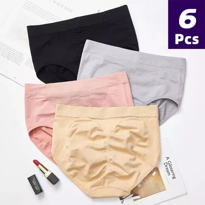 6pcs Ladies cotton knickers underwear 3D hip soft strechable panties ...