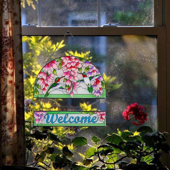 สีสันดอกไม้-suncatchers-สำหรับ-windows-handmade-patained-suncatchers-stained-glass-แผง-chain-stained-glass-suncatchers
