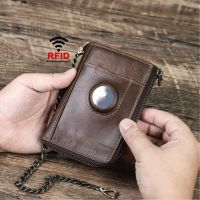 ZZOOI RFID Wallet Blocking Wallet Anti Theft Chain Money Case Credit Card Holder Compatible with AirTag Business Gifts for Men
