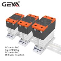 Geya Gsr2-1 Ssr 10a 60a 25a 80a 100a 120a ราง Din ติดตั้งของแข็งรีเลย์ Ssr พร้อมฮีทซิงค์เฟสเดียว Dd Aa Da Ssr