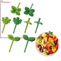 8แพ็คพลาสติก Sticks Leaf รูปร่างขนมขบเคี้ยวขนมเค้กอาหารเรียกน้ำย่อยแซนวิช Skewers ส้อมสำหรับ Home Party อาหารค่ำ Bento กล่องอุปกรณ์เสริม