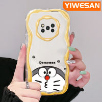 YIWESAN เคสสำหรับ Xiaomi Poco X3 NFC Poco X3 Pro Poco X3 GT Poco X4 NFC X4 GT เคส F4 M3การ์ตูนน่ารักโดราเอม่อนคลื่นชายแดนนุ่มใหม่ซิลิโคนเนื้อครีมเคสโทรศัพท์โปร่งใสกันกระแทกป้องกันเลนส์กล้องเคสใส