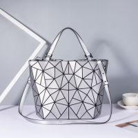 New Women Bags Luminous Handbag Plain Folding Geometric Messenger Bag Female Tote Casual Hologram Women Shoulder Bags Bao Bag