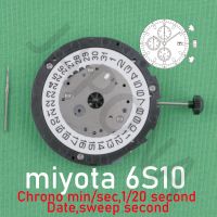 【YF】 6S10 movement japan miyota 6s10 sweep second Chrono min/sec 1/20 Date samll hands 6/9/12 6s1O