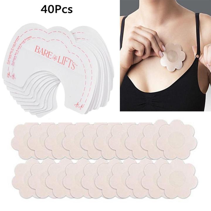 40Pcs Disposable Self-adhesive Breast Cover Sticker Pasties Pads + Bra  Breast Lift Push-up Tape for Women Girls