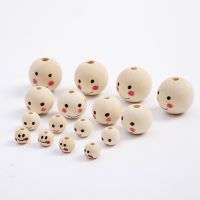 【YF】₪✢☬  Smiley Face Wood Beads Round Loose Spacer for Jewelry Making Diy Accessories Wholesale