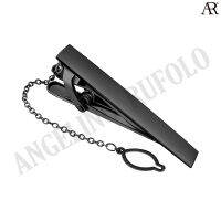 ANGELINO RUFOLO Tie Clip ดีไซน์ Black Brush Classic เข็มหนีบเนคไทโรเดียมคุณภาพเยี่ยม ตัวเรือนสีดำ