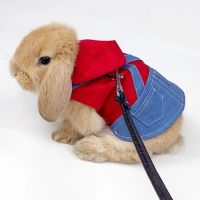 Cute Bunny Pet Vest Accessories Dress Clothes Harness for Rabbit Outdoor Leash Rabbit Clothes Harness Strap Leash for Rabbit Leashes