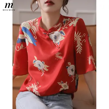 red chinese blouse