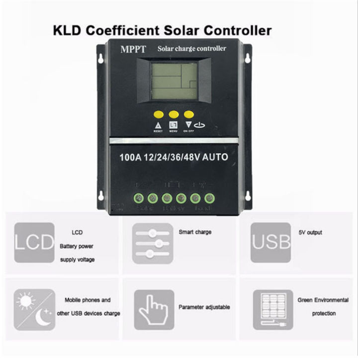 kkmoon-ระบบสร้างกำลังไฟฟ้าจอ-lcd-ตัวควบคุมเซลล์แสงอาทิตย์แบบระบบกริด-ระบบระบุแรงดันไฟฟ้าอัตโนมัติระบบผลิตกระแสไฟฟ้าแบตเตอรี่ลิเธียมแบบชาร์จไฟได้