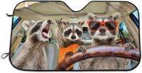 ม่านบังแดดรถยนต์ Bargburm Three Funny Raccoons Animals Windshield Sun Shade For Car Suv Truck