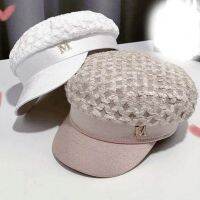 สุทธิสีแดงใหม่ beret เกาหลีรุ่น rhinestone M หมวกแบนอินเทรนด์หมวก