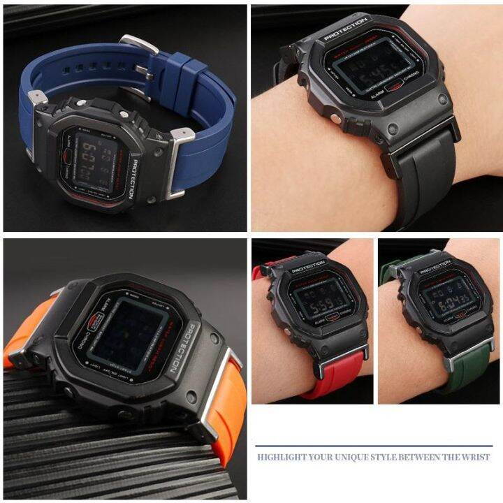 สายนาฬิกาแบบยาง-casio-g-shock-dw5600-gw-m5610-dw-5600-gm5000-ga110-120-ga2100-extended-sport-สายนาฬิกาซิลิโคนสายนาฬิกา