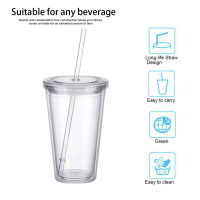 16oz Water Cup 16oz Water Cup Double Plastic Water Cup Straw Cup Borderless Water Cup Creative Water Cup Portable Water Cup Handy Cup Environmentally Friendly Water Cup Reusable Water Cup Water Tight Cup