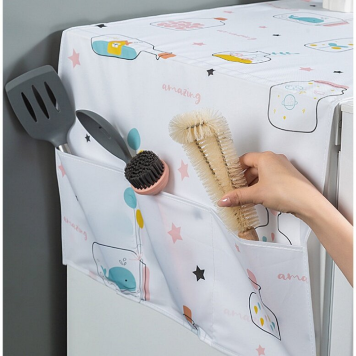 cai-cai-peva-ผ้าคลุมตู้เย็นกันฝุ่น-ผ้าคลุมตู้เย็น-กันน้ำมันและเช็ดง่าย-มีช่องเก็บของสองข้าง
