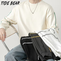 TIDE BEAR เสื้อกันหนาวผู้ชายแขนยาวเสื้อสเวตเชิ้ตคอกลมสำหรับผู้ชาย,เสื้อยืดแขนยาวลำลองสำหรับนักเรียนทรงหลวม