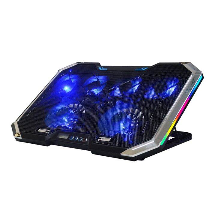 Notebook Radiator 6 Fans LED Screen Two USB Ports RGB Lighting Effect ...