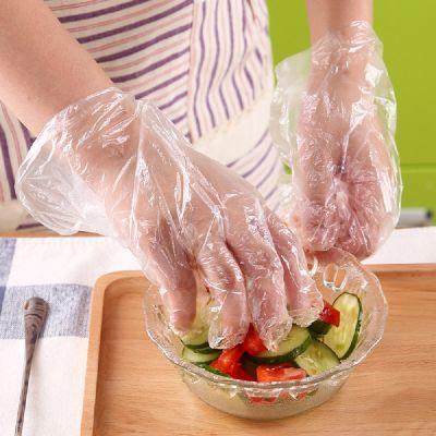 100pcs/Lot Disposable PE Gloves One-off Plastic Gloves Restaurant BBQ Transparent Eco-friendly Gloves Kitchen Party Accessories