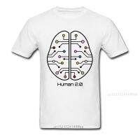 Geek 2018 Men Crew Neck T-Shirt Human 2.0 - Brain Circuit Novelty Cartoon Design MenS T-Shirts Cotton Cool Clothing