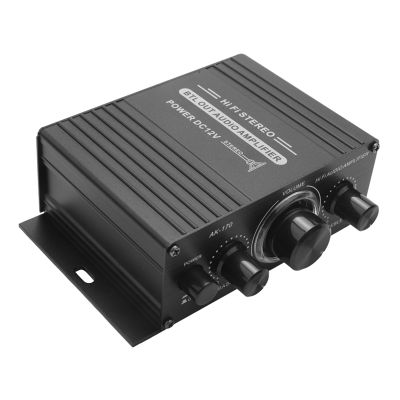 12V Mini Audio Power Car Amplifier Digital Audio Receiver AMP Dual Channel 20W+20W Bass Treble Volume Control for Home
