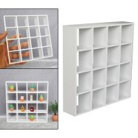 ஐ❒▪ Wooden 16 Lattices Shelves Bookcase Cabinet Storage 1/12 Doll House Kitchen Shop Furniture Life Scene Accessory Toys DIY