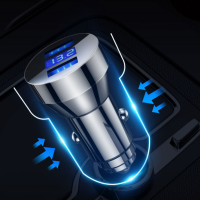 3.4A USB คู่ ที่ชาร์จแบตในรถ จอ LCD ดิจิตอล ชาร์จเร็ว การชาร์จโทรศัพท์ Car Charger ที่ชาร์จในรถแบบพกพา（ฟรีสายชาร์จ 2 เส้น）