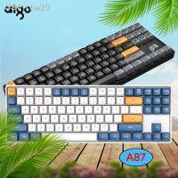 แฟชั่น✐สติ๊กเกอร์ Rhe20 Aigo-Teclado Mecânico Sem Fio Para Jogos USB แทรก Amarelo Teclas Teclado Gamer Computador 2.4G A87