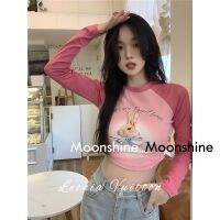 Moon เสื้อครอป เสื้อแฟชั่นผู้หญิง y2k สีพื้น สําหรับผู้หญิง ใส่ไปคลับ ปาร์ตี้ 2023 NEW 23022501