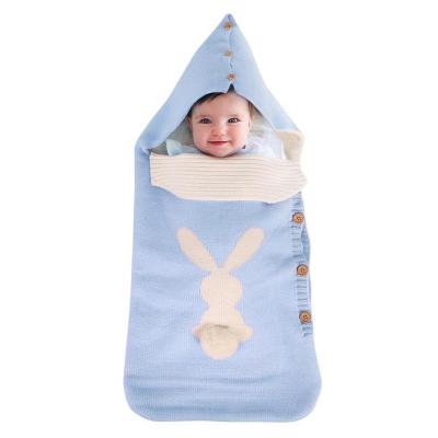 Knitted Toddler Sleeping Bag Blanket Wrapping Holder Boys Girls Bunny Pattern Sleep Sack Bedding Accessory Wrap Warmer