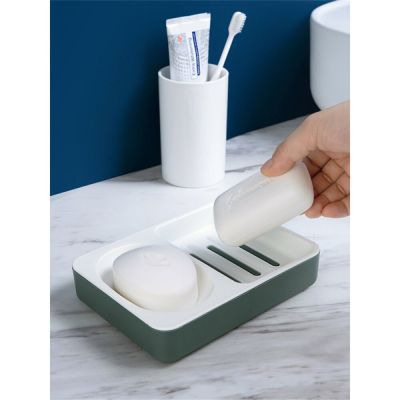 Draining Soap Storage Rack Double-layer Household Shelf Laundry Soap Saucer Punch-free Soap Rack Tray Bathroom Products Soap Box Soap Dishes