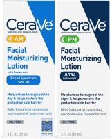 CeraVe AM Facial Moisturizing Lotion with SPF / PM Facial Moisturizing Lotion Night Cream 89ml【01/2026】