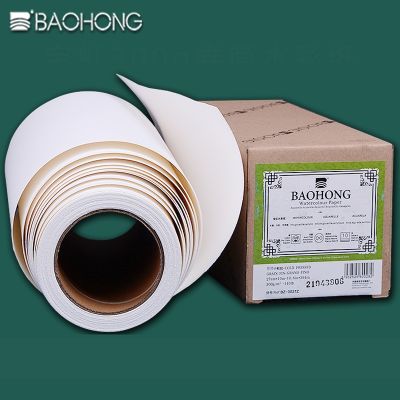 BAOHONG ม้วนกระดาษลงสีน้ำ140lb 300ก. 27cmX1 0ม./37ซม. X 10ม. ผ้าฝ้ายสำหรับผู้หญิงผู้สูงศักดิ์