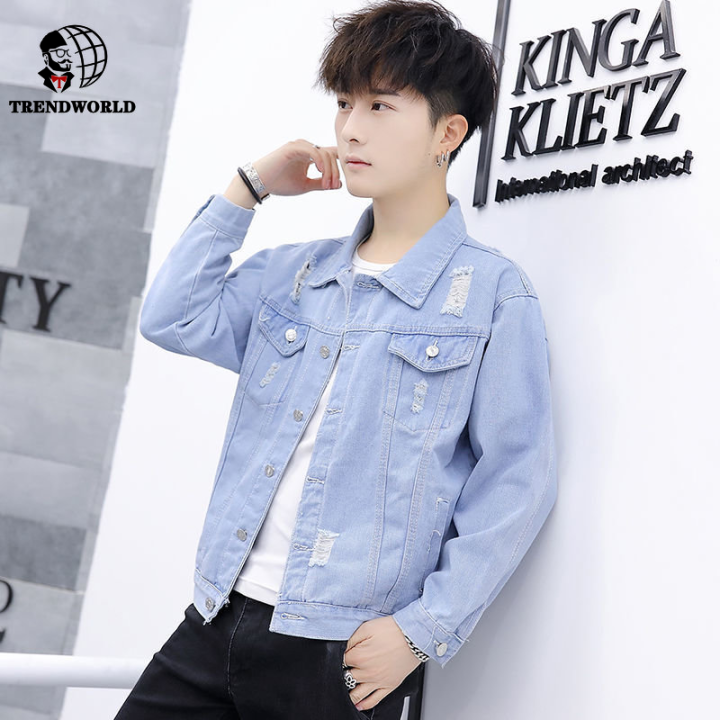 Mens fitted hot sale denim jacket