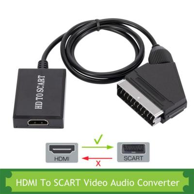 Hd 1080p Hdmi-Compatible Input To Scart Video Output Audio Converter Adapter Compatible For Crt Tv Vhs Video Recorder Cables