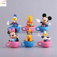 HILBAT เป็ดเมาส์ รูปหนูแอคชั่น กับถ้วย วินนี่เดอะพูห์ ฟิกเกอร์ Mouse Duck Pooh Pluto ของขวัญของเล่นเด็ก โมเดลของเล่นจำลอง ของขวัญวันเกิดของขวัญ