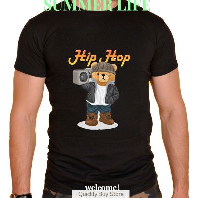 Summer Funny Teddy Bear T-Shirt 3D Printed Pattern Men Unisex Streetwear Trend Hip Hop O-Neck Tees Punk Gun Sport Daily