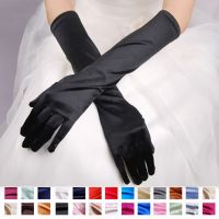 ◑ Women Long Smooth Sunscreen Driving Gloves Female Evening Party Formal Prom Sexy Satin Stretch Ceremonial