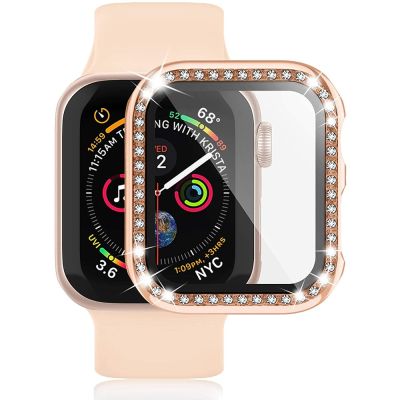 Screen Protector Case For Apple Watch 41mm 45mm 40mm 44mm Diamond Full Cover Bumper + Glass for iWatch Series 8 7 6 Se 5 4 3 2 Cases Cases