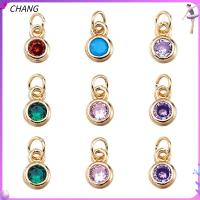 CHANG 20ชิ้นลูกปัดคิวบิกเซอร์โคเนียมีสีสันคริสตัลหลากสีชุบทองคริสตัลทองชุบจี้เครื่องรางลูกบาศก์เซอร์โคเนียจี้เครื่องรางการทำจี้ต่างหู