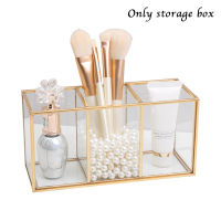 Grid Glass Storage Box Simple Luxury Modern Cosmetics Display Case Organizer for Stationery Pen Brush QJS Shop