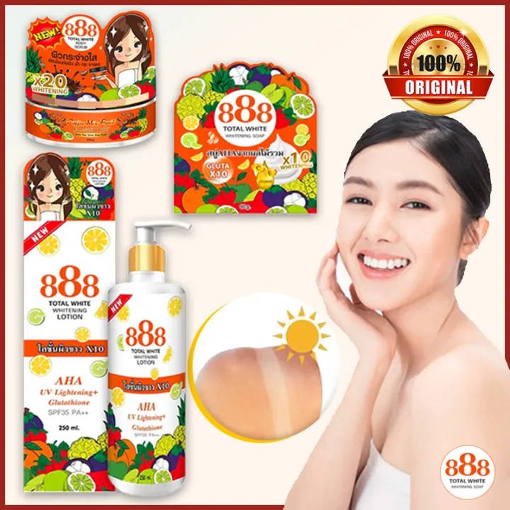 888 TOTAL WHITE Whitening Lotion / Whitening Soap / Coffee Body Scrub