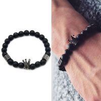 Men’s celets King Crown Black Lava Stone Bead celet Xmas Gift