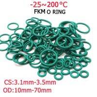 Rubber Ring Green FKM O Ring Sealing Gasket Insulation Oil High Temperature Resistance CS 3.1mm-3.5mm OD10-70mm Bearings Seals