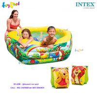 Intex ส่งฟรี สระเป่าลมหกเหลี่ยม เดอลุกซ์ หมีพูห์ 1.78x1.91x0.61 ม. รุ่น 57494 + ห่วงสวมแขนว่ายน้ำ หมีพูห์ รุ่น 56644