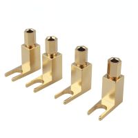 4Pcs HiFi Audio Converter Terminal Screw Y U Spade To Banana Plug Speaker Cable Connector Cables