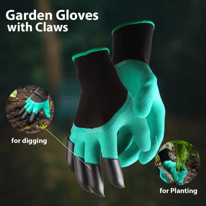 1 Pair Garden Gloves 4 Hand Claw ABS Plastic Digging Gardening Glove