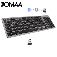 JOMAA Thai ไทย คีย์บอร์ดบลูทูธไร้สาย ชาร์จได้ หลายอุปกรณ์ สําหรับ iDS Windows 2.4G