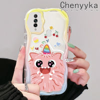 เคส Chenyyka สำหรับ OPPO A31เคส A8 2020ลายการ์ตูนมอนสเตอร์น่ารักดีไซน์ใหม่ขอบคลื่นเนื้อครีมกันกระแทกแบบใสนุ่มโปร่งใสลายกล้องถ่ายรูปเคสมือถือเคสอ่อนโยนแบบเรียบง่ายฝาครอบป้องกัน